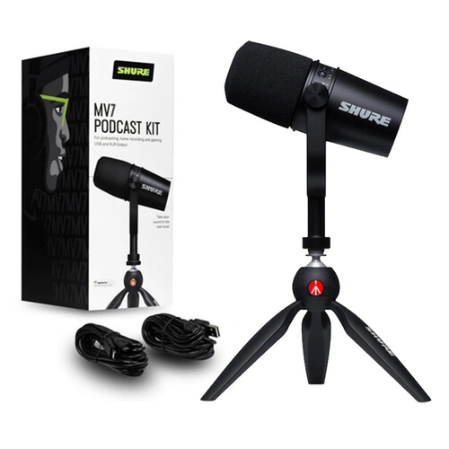 Motiv MV7 Microphone Bundle MV7 Podcast Mic+Stand; Black