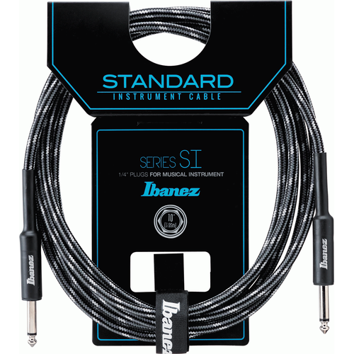 Ibanez SI10 CCT Woven Guitar Cable w/ 2 Straight Plugs - 10ft (Charcoal Grey)