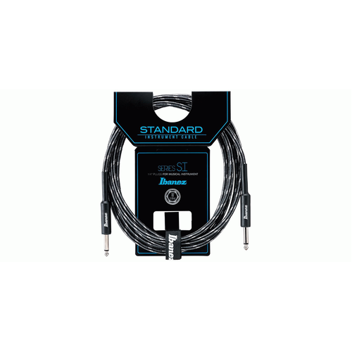 Ibanez SI10 CCT Woven Guitar Cable w/ 2 Straight Plugs - 20ft - Charcoal Grey