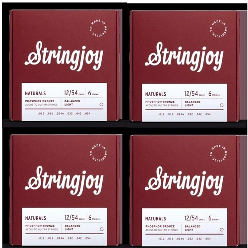 Stringjoy Naturals | ( 12 - 54 ) Phosphor Bronze Acoustic Guitar Strings 4 SETS