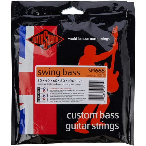 Rotosound SM666  6-String Stainless Steel Electric Bass Guitar Strings 30 - 125