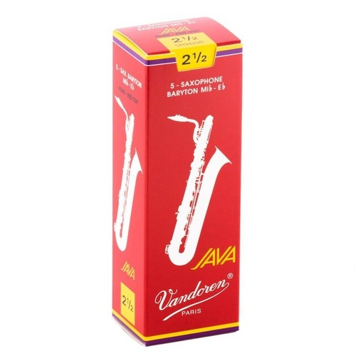 Vandoren Baritone Sax JAVA Red Reeds Strength 2.5; Box of 5