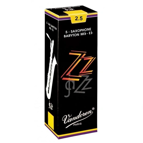 Vandoren SR4425 Jazz Baritone  Sax ZZ Reeds Strength 2.5  -  Box of 5