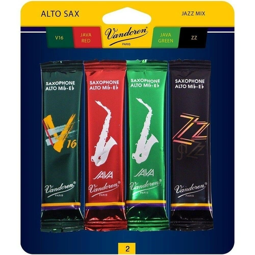 Vandoren Alto Sax Jazz Reed Mix Card 1 x  ZZ, V16, JAVA Red & Green Strength 2