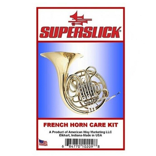 Superslick French Horn  Care Kit - Key and Roto oil slide Grease cloth Brush