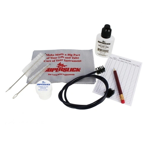 Superslick Trumpet and Cornet Care Kit - Valve oil Brushes Slide Grease cloth