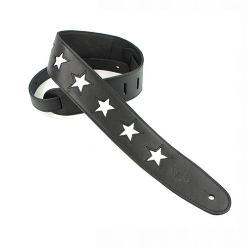 DSL Designer Leather Guitar Strap White Star -  Hand Made in Australia