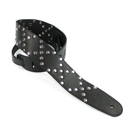 DSL Leather Guitar Strap Stud Pattern X Black