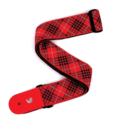 D'addario Planet Waves  Woven Guitar Strap, Tartan - Red / Black