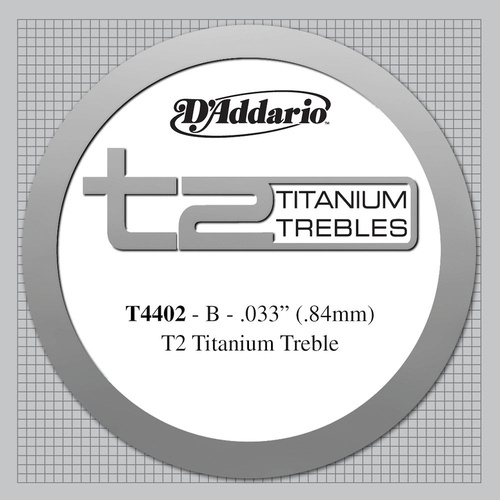 D'Addario T2 Titanium Treble Classical Guitar Single String, Extra-Hard Tension, B String