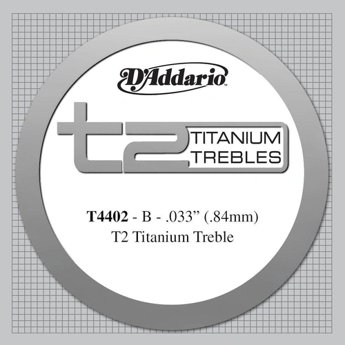 D'Addario T2 Titanium Treble Classical Guitar Single String, Extra-Hard Tension, B String