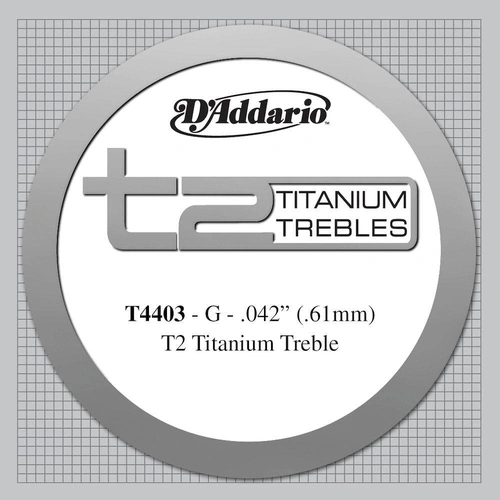 D'Addario T2 Titanium Treble Classical Guitar Single String, Extra-Hard Tension, Third String