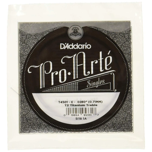 D'Addario T2 Titanium Treble Classical Guitar Single 1st String Normal Tension,