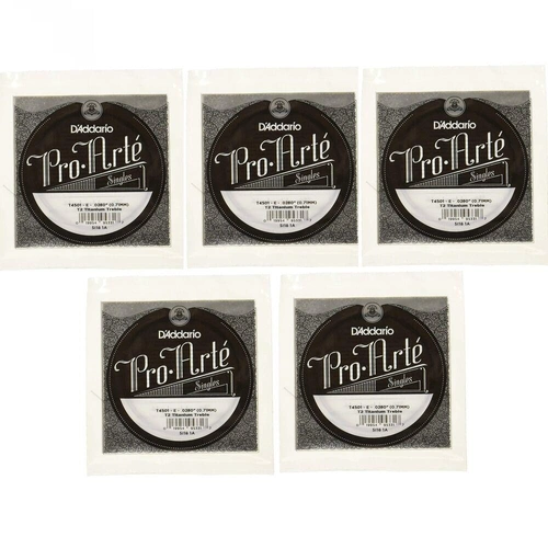 D'Addario T2 Titanium Treble Classical Guitar Single 1st String Normal Tension x 5