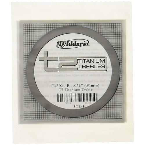 D'Addario T2 Titanium Treble Classical Guitar Single 2nd String Normal Tension,