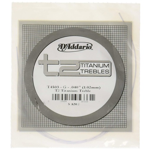 D'Addario T2 Titanium Treble Classical Guitar Single G String Normal Tension,