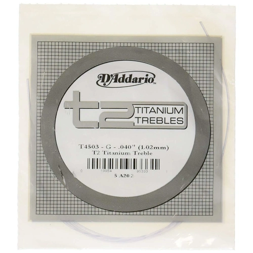 D'Addario T2 Titanium Treble Classical Guitar Single G String Normal Tension,