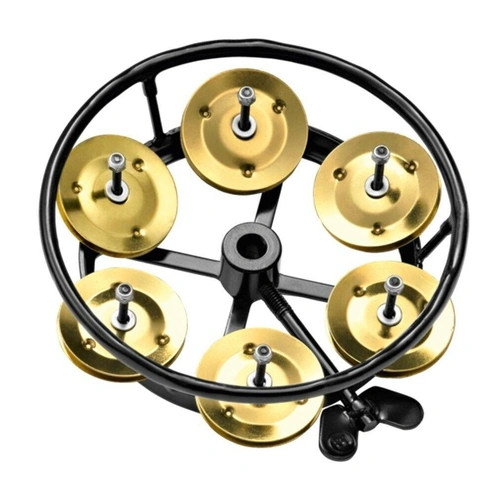 Meinl Percussion THH1B-BK Professional Series Hi Hat Tambourine Single Row Brass