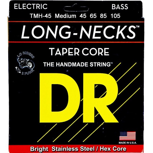 DR Long Necks Tapered Stainless Steel Bass Strings TMH-45 Medium 45-105