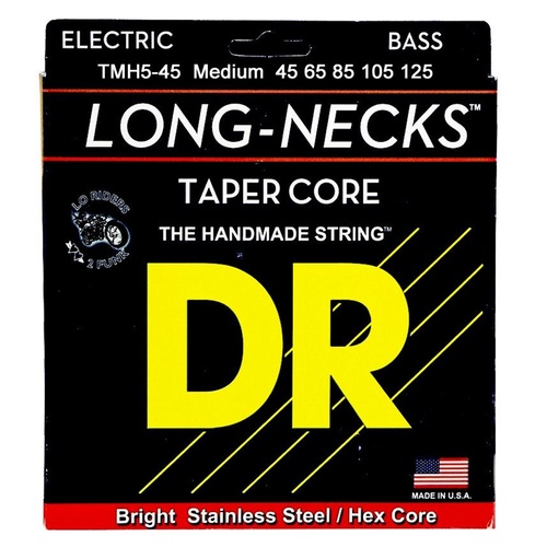 DR Long Necks Tapered Stainless Steel Bass Strings TMH5-45 5-String 45-125