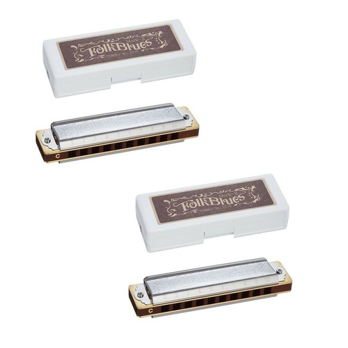 Tombo Folk Blues Mk II Harmonica 2-Pack Keys Low F and High G