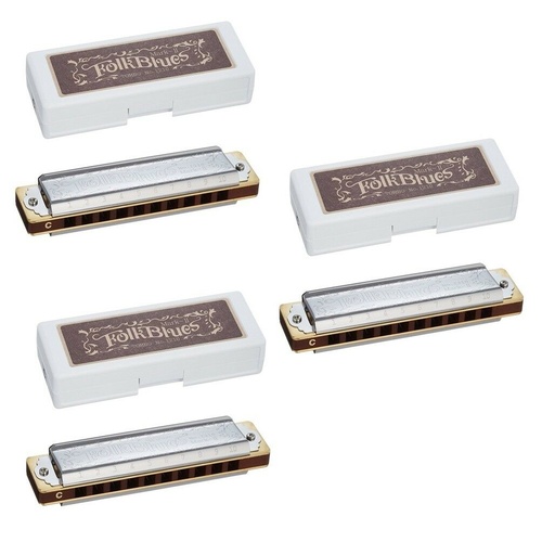 Tombo Folk Blues Mk II Harmonica 3-Pack  Made in Japan Keys C G E 