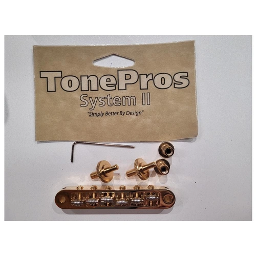 TonePros TP6R Tune-o-matic Bridge with Roller Saddles - Small Posts Gold - Open Box