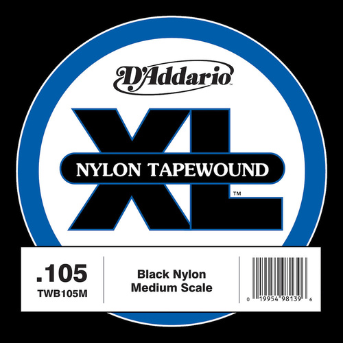 D'Addario TWB105M Nylon Tape Wound Bass Guitar Single String, .105
