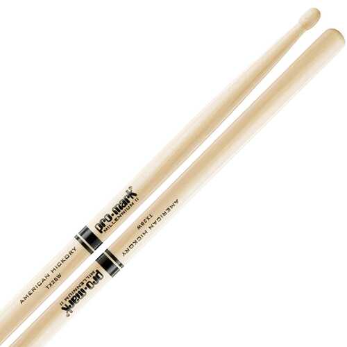 Promark TX2BW American Hickory Wood Tip 2B Pro Mark 1 Pair Drum Sticks