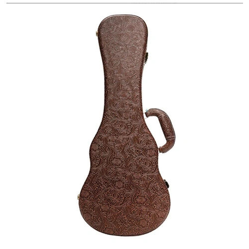Deluxe Shaped Tenor Ukulele Hard Case Paisley Brown