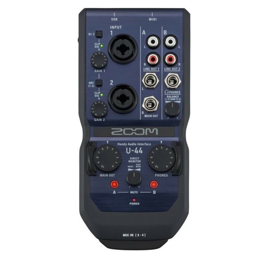 Zoom U-44 Handy Audio Interface 24-bit/96kHz 4-channel Portable USB / 2 Preamps