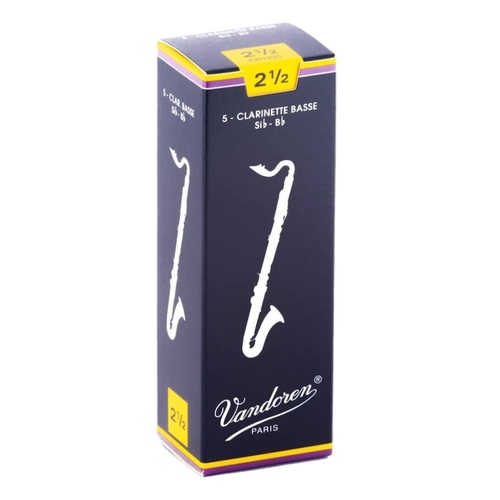 Vandoren Bass Clarinet Reed Traditional Box of 5 Grade 2.5