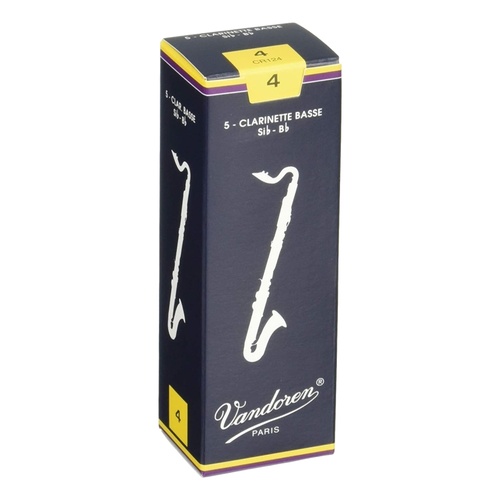 Vandoren Bass Clarinet Reed Traditional Grade 4 - Box of 5