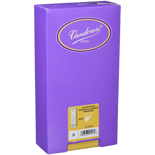 Vandoren B Flat Clarinet Reed White Grade 3 Box of 50