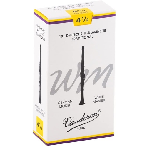 Vandoren B Flat Clarinet Reed White Grade 4.5 Box of 10