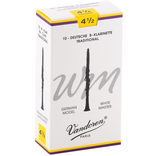 Vandoren B Flat Clarinet Reed White Grade 4.5 Box of 10