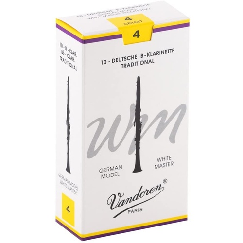 Vandoren B Flat Clarinet Reed Traditional White Master Grade 4
