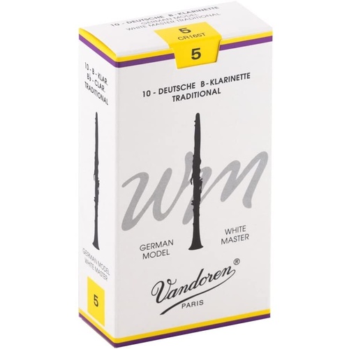 Vandoren B Flat Clarinet Reed Traditional White Master Grade 5