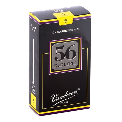 Vandoren B Flat Clarinet Reed 56 Rue Lepic Grade 5 Box of 10