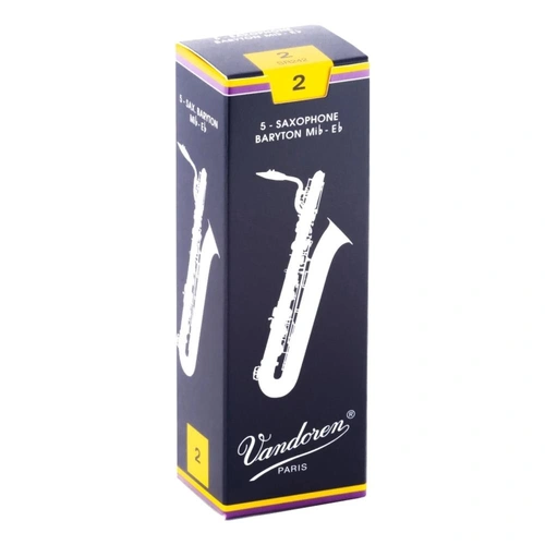 Vandoren Baritone Saxophone Reed - Traditional - Grade 2.0 Box of 5