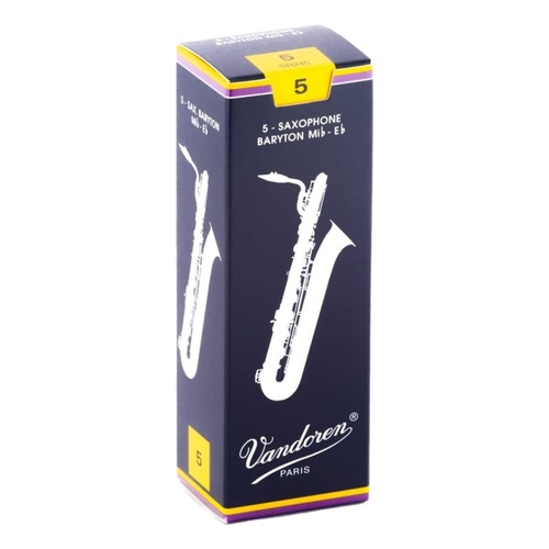 Vandoren Baritone Saxophone Reeds - Traditional - Grade 5.0 Box of 5