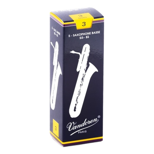 Vandoren Bass Saxophone Reeds Traditional Grade 3.0 Box of 5