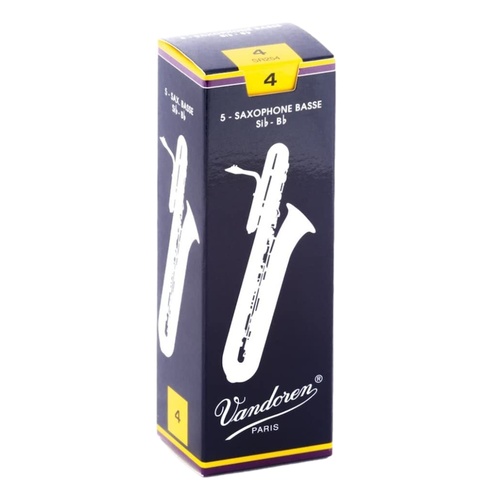 Vandoren Bass Saxophone Reeds Traditional Grade 4.0 Box of 5