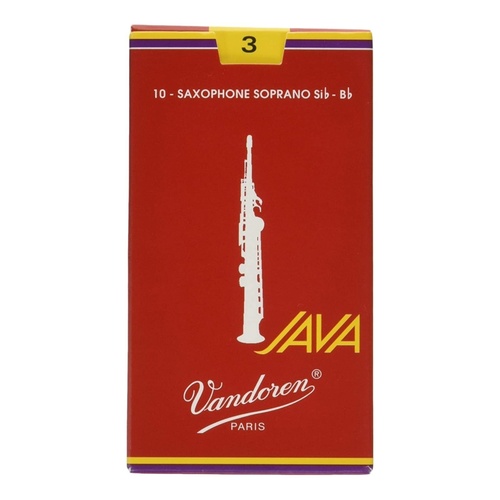 Vandoren Soprano Saxophone Reed JAVA RED Grade 3.0 Box of 10