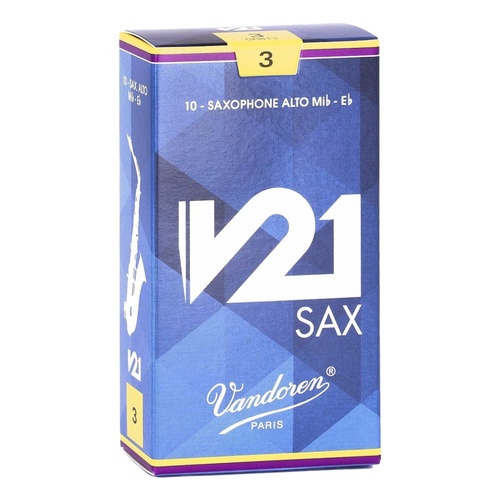 Vandoren Alto Saxophone Reed V21 Grade 3.0 Box of 10