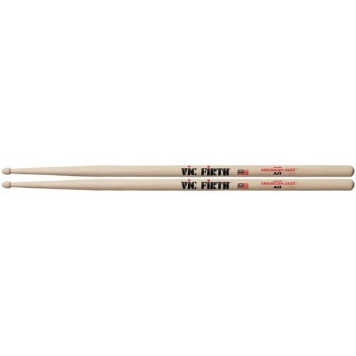 Vic Firth American Jazz 3 Drumsticks Wood Tip - 1 Pair Drum Sticks Hickory
