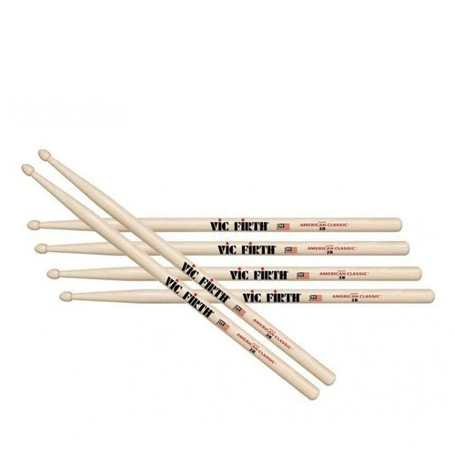 Vic Firth 2BW Classic Hickory 2B Wood Tip Drum Sticks x 3 Pairs  Drumsticks