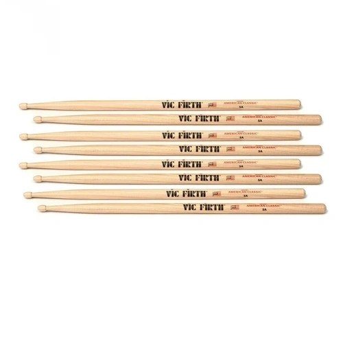 Vic Firth 5AW Classic Hickory 5A Wood Tip Drum Sticks 4 Pairs