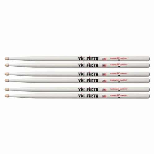 Vic Firth American Classic Drumsticks - 5B Wood Tip - White Finish - 3 Pairs