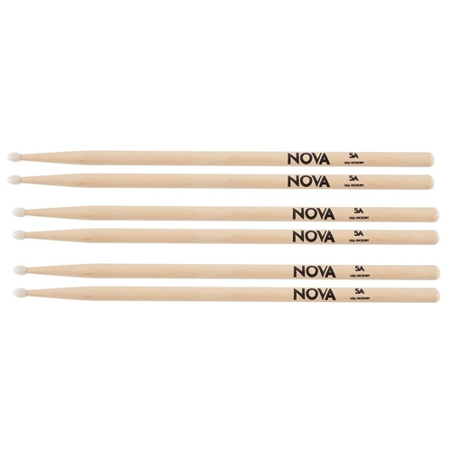 Vic Firth Nova 5AN Nylon  Tip 3 Pairs American Hickory Drumsticks